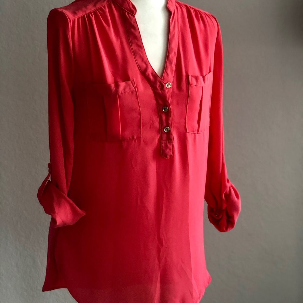 Coral Chiffon Top